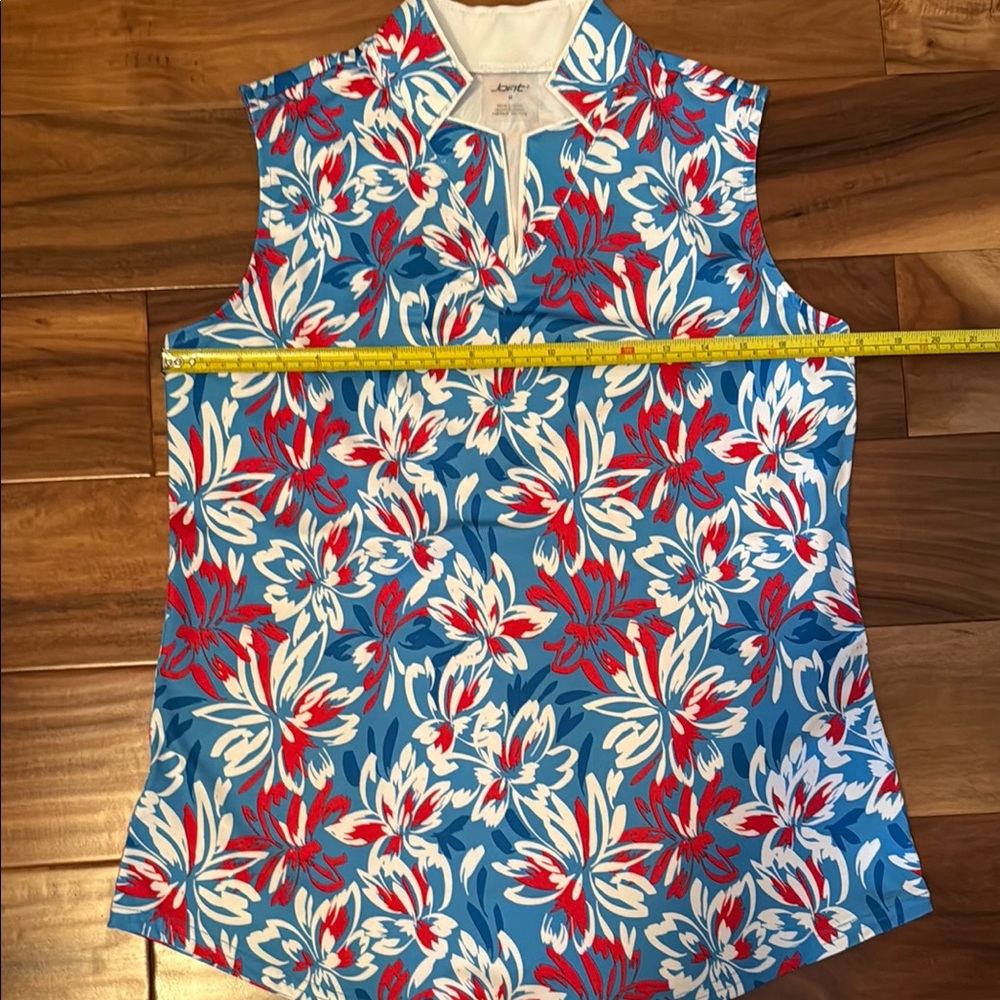 Jofit Blue and RedTank Top with Mandarin Collar